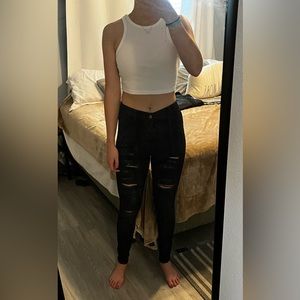 Never Worn Size 3 Fashion Nova Ripped Black Jeans